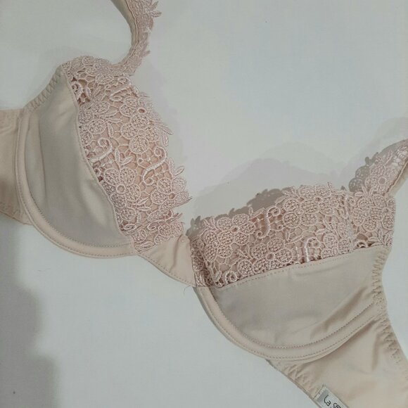 Vintage coquette fairycore satin crochet lace LA Senza bra - Picture 2 of 16
